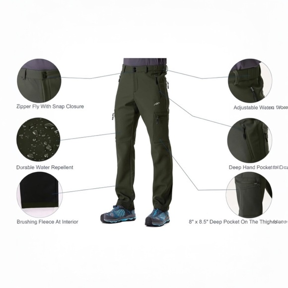 Trailside Supply Fleece Insulated Pants Softshell Water‎ Wind-Resistant Ski Snow - Picture 9 of 10